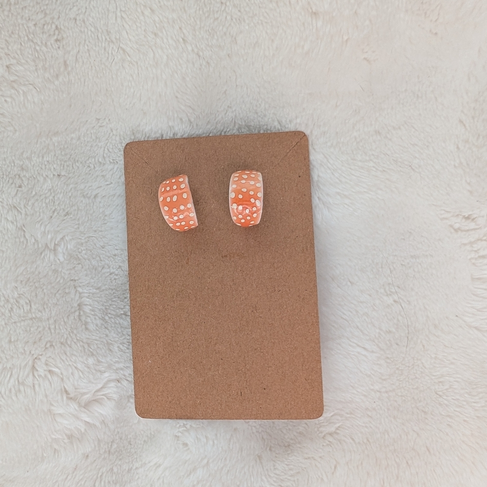 Orange Polka Dot Hoop Earrings